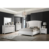 Coaster Barzini Upholstered Tufted Bedroom Set White Model 300843Q-S4